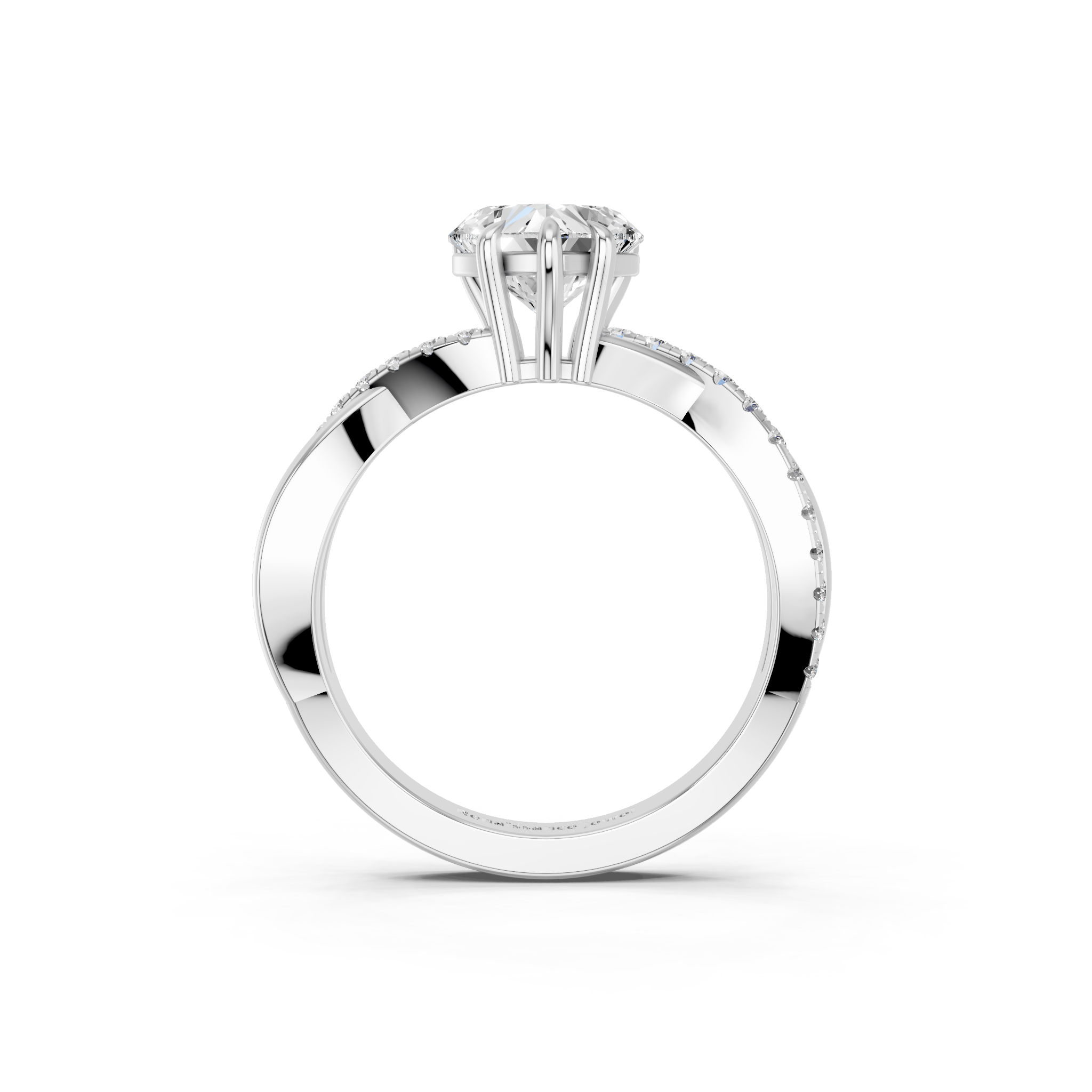 White gold Heart Cut Diamond Twist Band Solitaire with Prong Setting_29