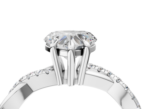 White gold Heart Cut Diamond Twist Band Solitaire with Prong Setting_69