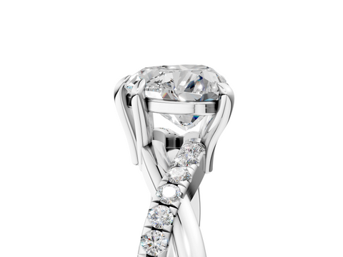 White gold Heart Cut Diamond Twist Band Solitaire with Prong Setting_70