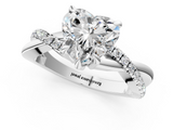 White gold Heart Cut Diamond Twist Band Solitaire with Prong Setting_70