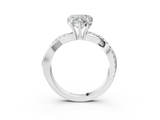 White gold Heart Cut Diamond Twisted Band with Pavé Setting and Four-Prong Setting_58