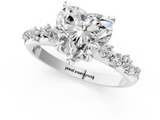 White gold Heart Cut Diamond Vine Band with Four-Prong Setting_57