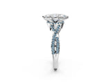 White gold Heart Cut Diamond with Aquamarine side stone Halo Twist Band Solitaire Prong Setting Ring_14