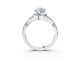 White gold Heart Cut Diamond with Aquamarine side stone Halo Twist Band Solitaire Prong Setting Ring_39