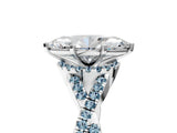 White gold Heart Cut Diamond with Aquamarine side stone Halo Twist Band Solitaire Prong Setting Ring_41