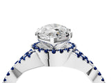 White gold Heart Cut Diamond with Blue Sapphire side stone Halo Twist Band Solitaire Prong Setting Ring_16
