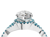 White gold Heart Cut Diamond with Blue Topaz side stone Halo Twist Band Solitaire Prong Setting Ring_28