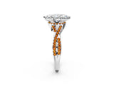 White gold Heart Cut Diamond with Citrine side stone Halo Twist Band Solitaire Prong Setting Ring_14
