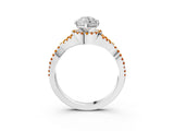 White gold Heart Cut Diamond with Citrine side stone Halo Twist Band Solitaire Prong Setting Ring_15