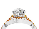 White gold Heart Cut Diamond with Citrine side stone Halo Twist Band Solitaire Prong Setting Ring_16
