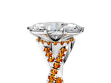 White gold Heart Cut Diamond with Citrine side stone Halo Twist Band Solitaire Prong Setting Ring_17