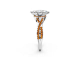 White gold Heart Cut Diamond with Citrine side stone Halo Twist Band Solitaire Prong Setting Ring_38