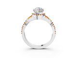 White gold Heart Cut Diamond with Citrine side stone Halo Twist Band Solitaire Prong Setting Ring_39