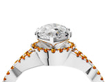 White gold Heart Cut Diamond with Citrine side stone Halo Twist Band Solitaire Prong Setting Ring_40