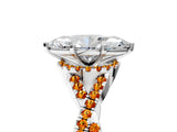 White gold Heart Cut Diamond with Citrine side stone Halo Twist Band Solitaire Prong Setting Ring_41