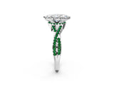 White gold Heart Cut Diamond with Emerald side stone Halo Twist Band Solitaire Prong Setting Ring_32