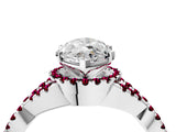 White gold Heart Cut Diamond with Garnet side stone Halo Twist Band Solitaire Prong Setting Ring_28