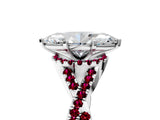 White gold Heart Cut Diamond with Garnet side stone Halo Twist Band Solitaire Prong Setting Ring_29