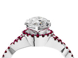 White gold Heart Cut Diamond with Garnet side stone Halo Twist Band Solitaire Prong Setting Ring_40
