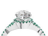 White gold Heart Cut Diamond with Green Sapphire side stone Halo Twist Band Solitaire Prong Setting Ring_16