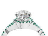 White gold Heart Cut Diamond with Green Sapphire side stone Halo Twist Band Solitaire Prong Setting Ring_28
