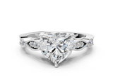 White gold Heart Cut Diamond with Milgrain Marquise and Bezel Accents on a Solitaire Band with Prong Setting_228