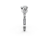 White gold Heart Cut Diamond with Milgrain Marquise and Bezel Accents on a Solitaire Band with Prong Setting_230