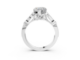 White gold Heart Cut Diamond with Milgrain Marquise and Bezel Accents on a Solitaire Band with Prong Setting_231