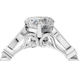 White gold Heart Cut Diamond with Milgrain Marquise and Bezel Accents on a Solitaire Band with Prong Setting_232