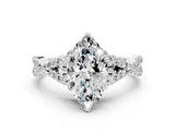 White gold Heart Cut Diamond with Moissanite side stone Halo Twist Band Solitaire Prong Setting Ring_12