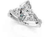 White gold Heart Cut Diamond with Moissanite side stone Halo Twist Band Solitaire Prong Setting Ring_13