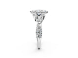 White gold Heart Cut Diamond with Moissanite side stone Halo Twist Band Solitaire Prong Setting Ring_14