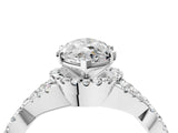 White gold Heart Cut Diamond with Moissanite side stone Halo Twist Band Solitaire Prong Setting Ring_16