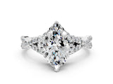 White gold Heart Cut Diamond with Moissanite side stone Halo Twist Band Solitaire Prong Setting Ring_24