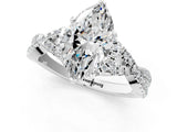 White gold Heart Cut Diamond with Moissanite side stone Halo Twist Band Solitaire Prong Setting Ring_25