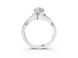White gold Heart Cut Diamond with Moissanite side stone Halo Twist Band Solitaire Prong Setting Ring_27