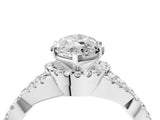 White gold Heart Cut Diamond with Moissanite side stone Halo Twist Band Solitaire Prong Setting Ring_28
