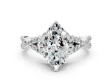 White gold Heart Cut Diamond with Moissanite side stone Halo Twist Band Solitaire Prong Setting Ring_30