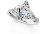 White gold Heart Cut Diamond with Moissanite side stone Halo Twist Band Solitaire Prong Setting Ring_31