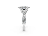 White gold Heart Cut Diamond with Moissanite side stone Halo Twist Band Solitaire Prong Setting Ring_32