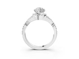 White gold Heart Cut Diamond with Moissanite side stone Halo Twist Band Solitaire Prong Setting Ring_33