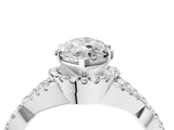 White gold Heart Cut Diamond with Moissanite side stone Halo Twist Band Solitaire Prong Setting Ring_34