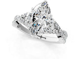 White gold Heart Cut Diamond with Moissanite side stone Halo Twist Band Solitaire Prong Setting Ring_43