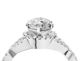 White gold Heart Cut Diamond with Moissanite side stone Halo Twist Band Solitaire Prong Setting Ring_46