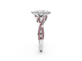 White gold Heart Cut Diamond with Morganite side stone Halo Twist Band Solitaire Prong Setting Ring_14