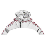 White gold Heart Cut Diamond with Morganite side stone Halo Twist Band Solitaire Prong Setting Ring_16