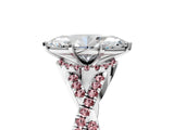 White gold Heart Cut Diamond with Morganite side stone Halo Twist Band Solitaire Prong Setting Ring_17
