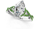 White gold Heart Cut Diamond with Peridot side stone Halo Twist Band Solitaire Prong Setting Ring_37