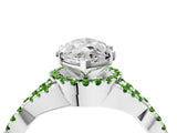 White gold Heart Cut Diamond with Peridot side stone Halo Twist Band Solitaire Prong Setting Ring_40