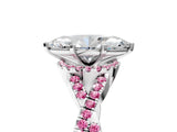 White gold Heart Cut Diamond with Pink Sapphire side stone Halo Twist Band Solitaire Prong Setting Ring_17